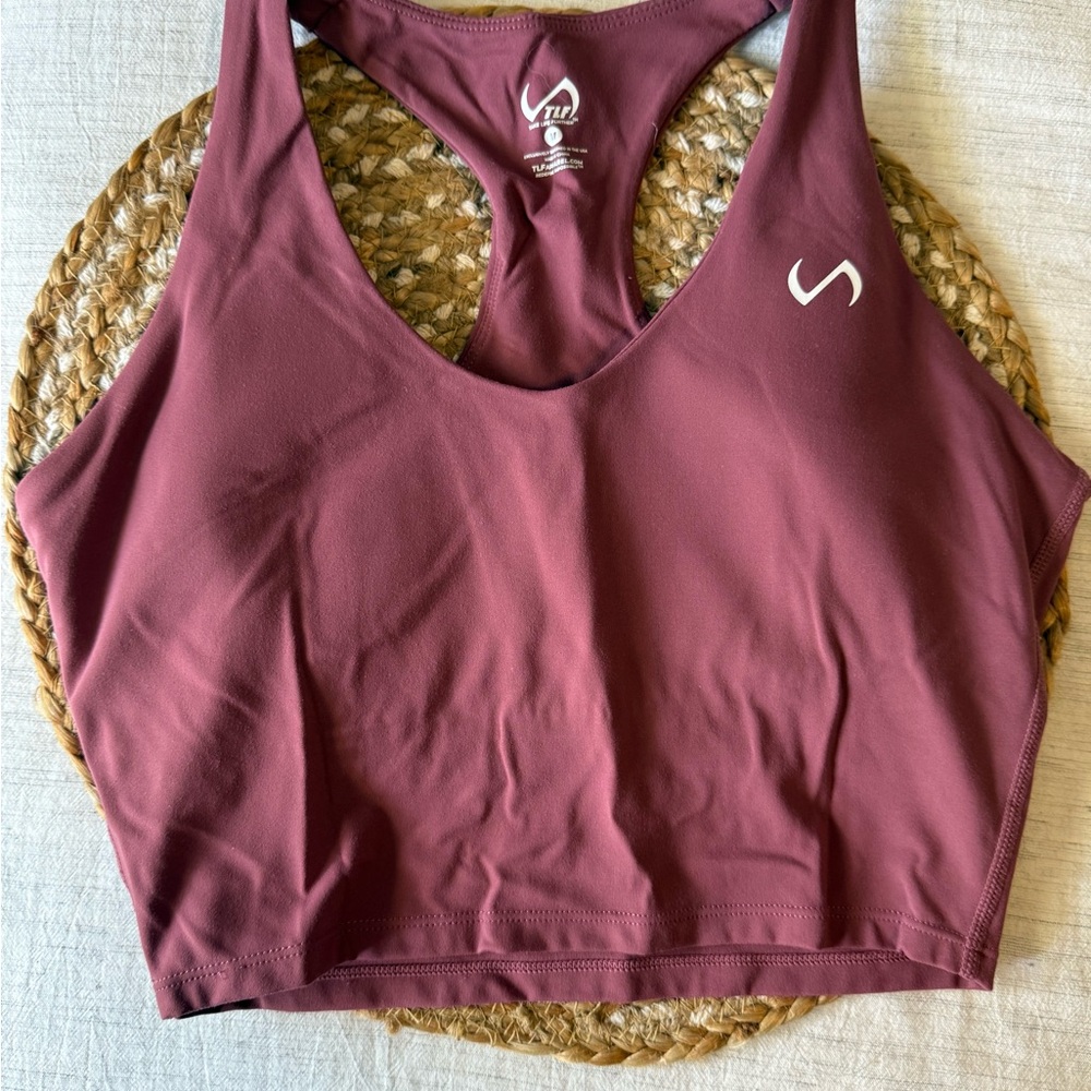 Mauve Sports Bra with Wide Straps and Scoop Neckline